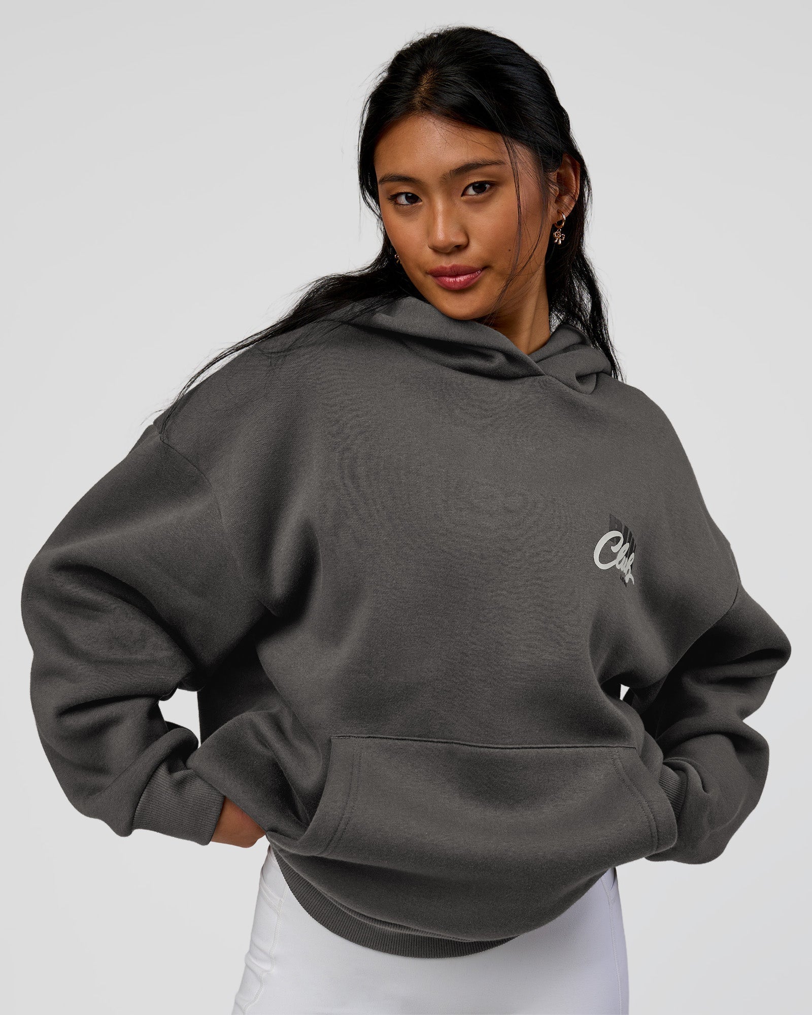 Run Club Script Oversized Hoodie - Dark Storm-Alloy