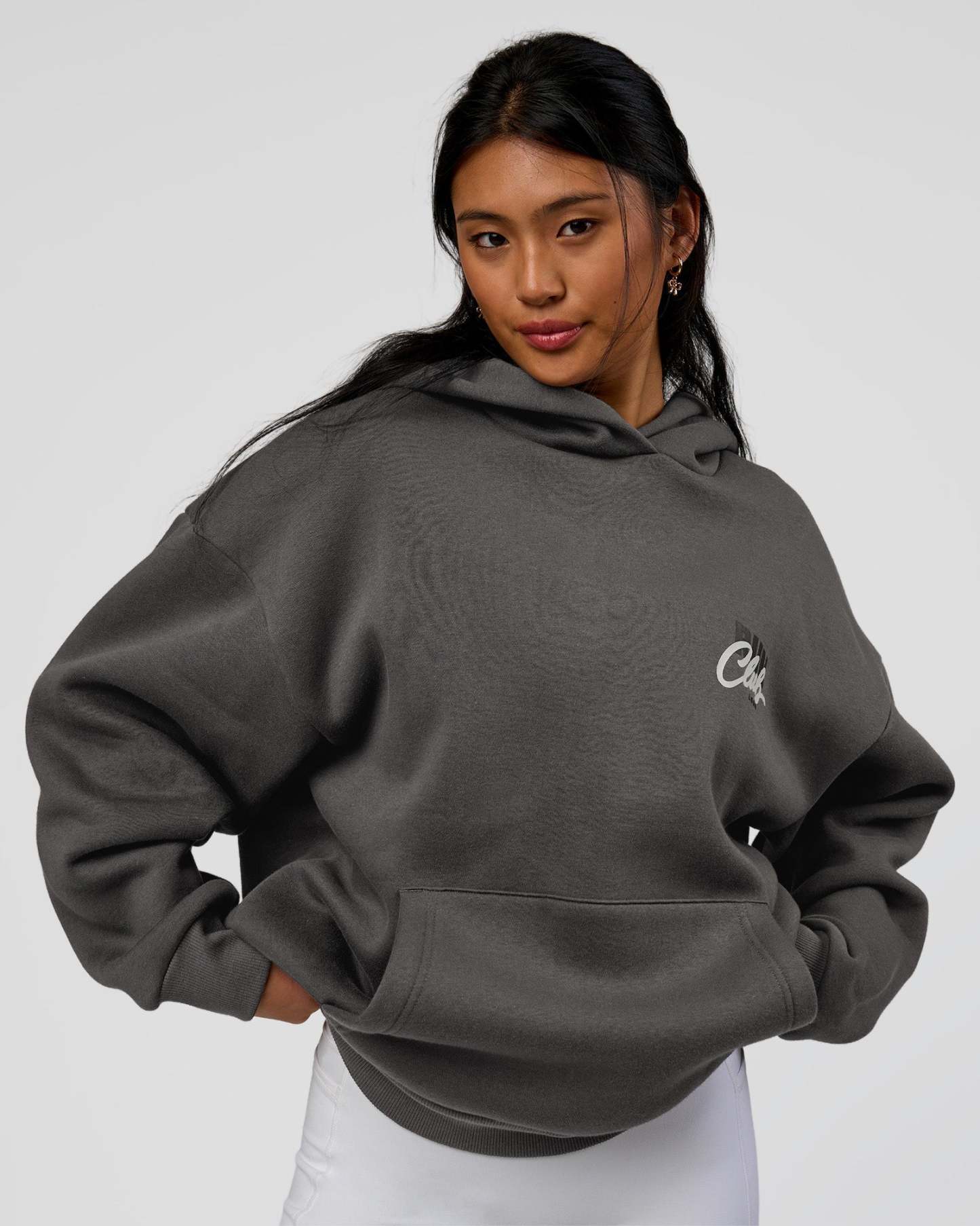 Run Club Script Oversized Hoodie - Dark Storm-Alloy