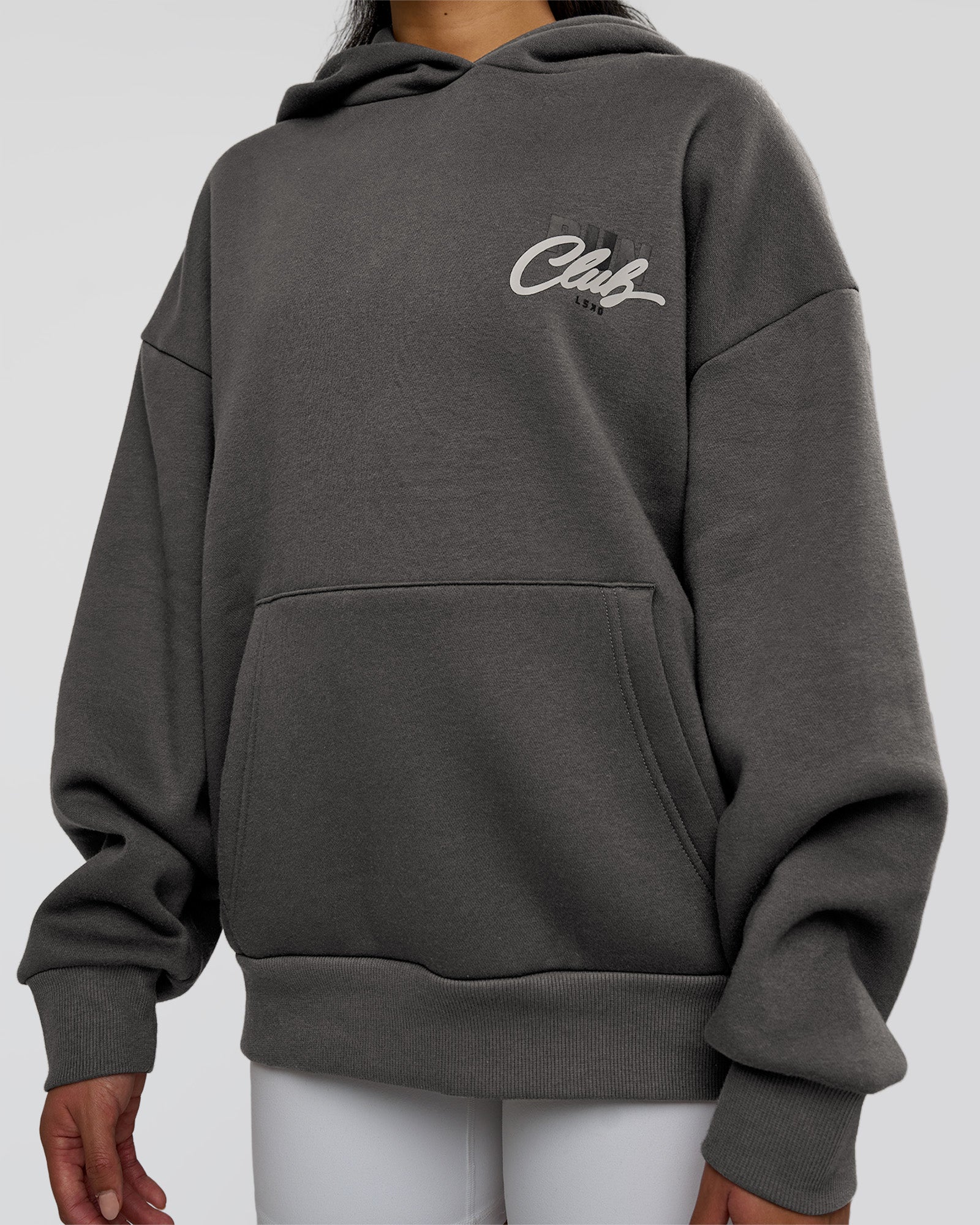 Run Club Script Oversized Hoodie - Dark Storm-Alloy