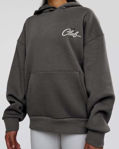 Run Club Script Oversized Hoodie - Dark Storm-Alloy