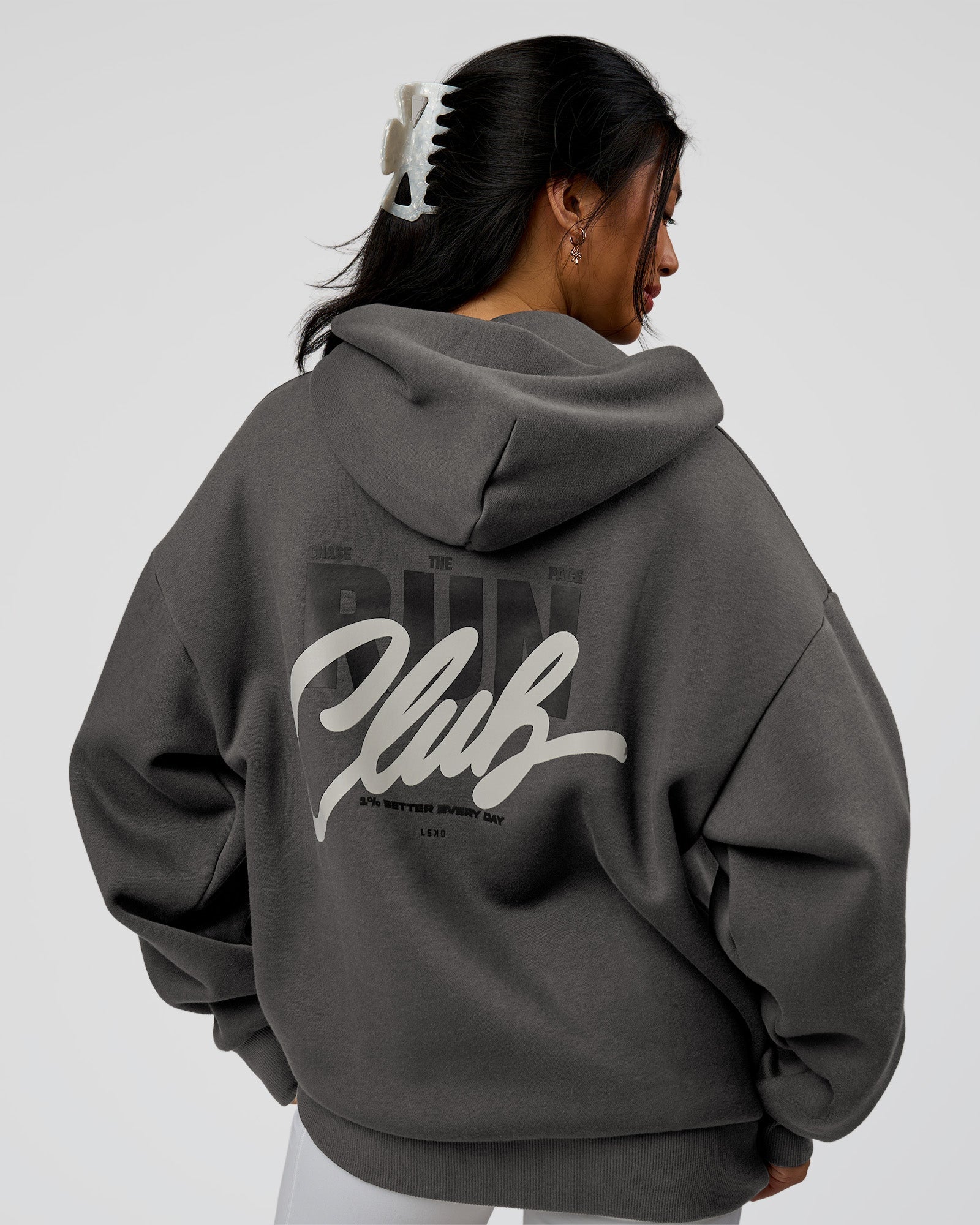 Run Club Script Oversized Hoodie - Dark Storm-Alloy