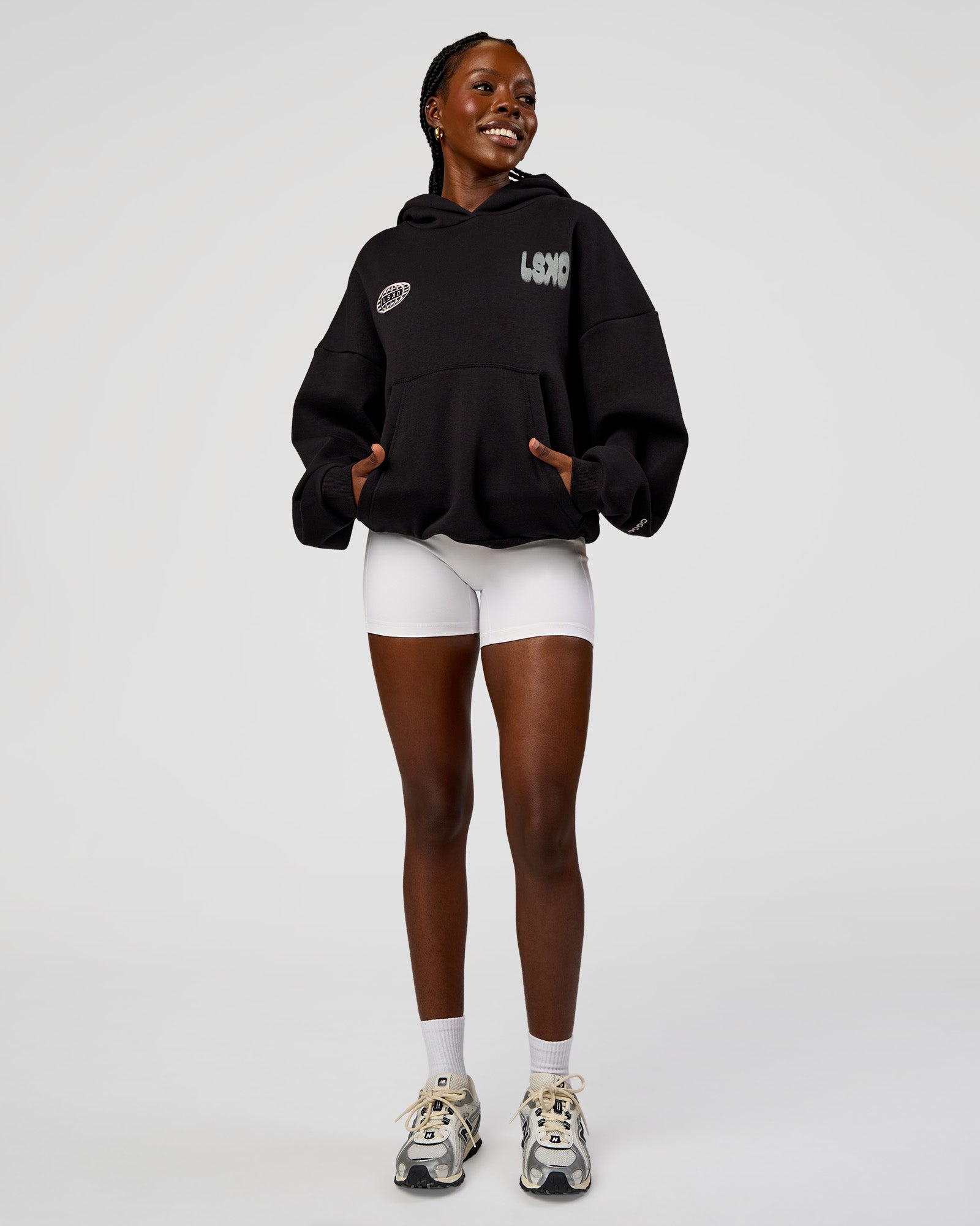 Static Grit Unisex Boxy Hoodie - Black-Alloy