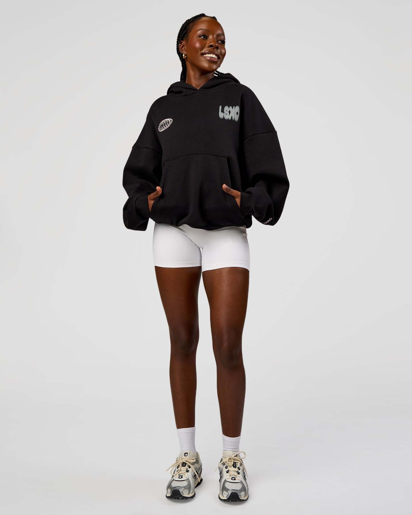 Static Grit Unisex Boxy Hoodie - Black-Alloy