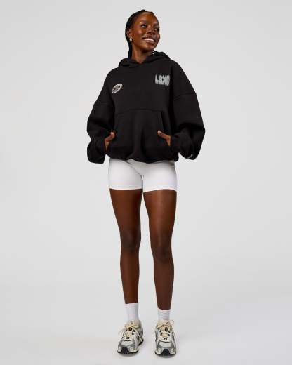 Static Grit Unisex Boxy Hoodie - Black-Alloy