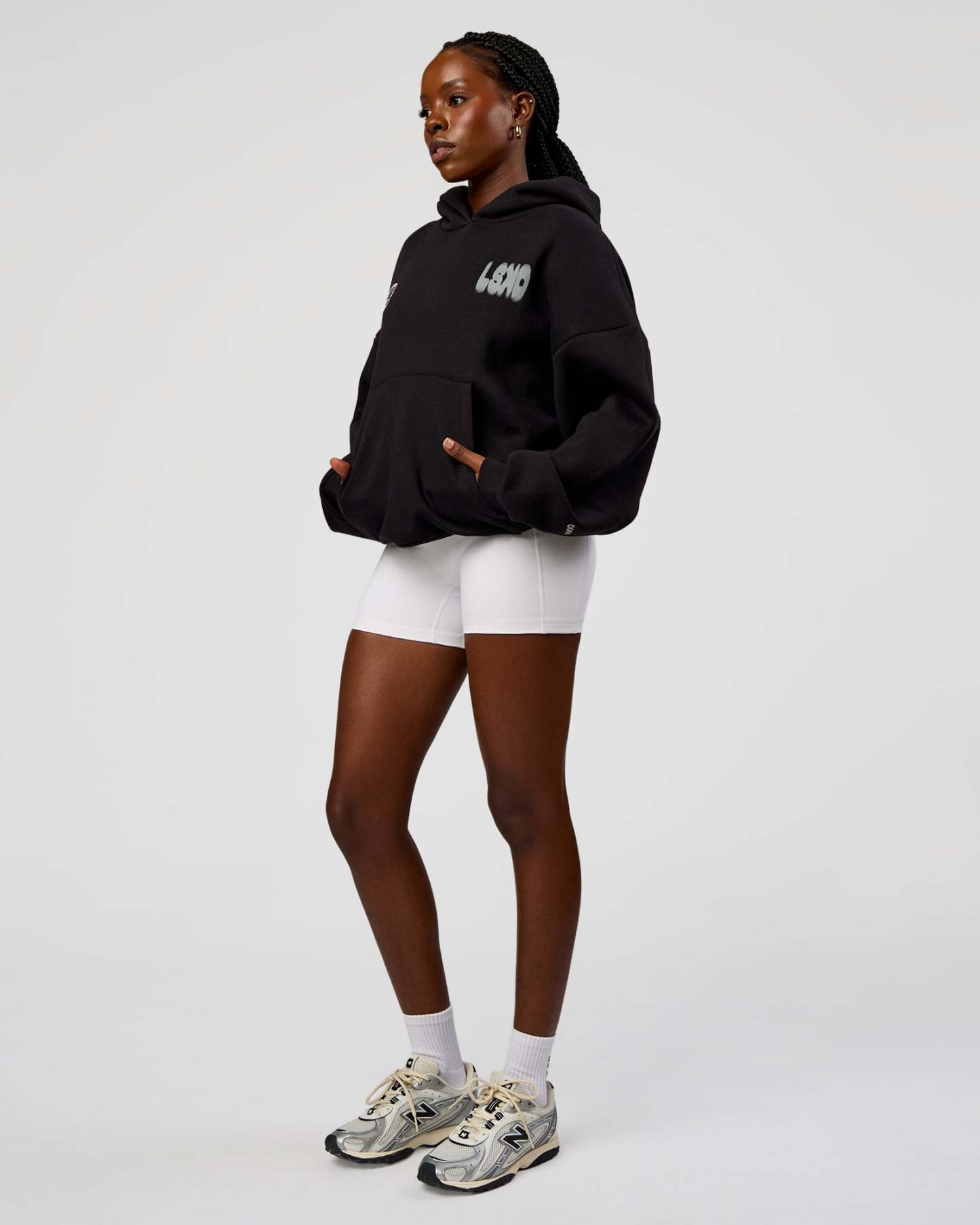 Static Grit Unisex Boxy Hoodie - Black-Alloy