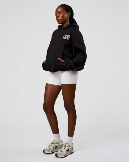 Static Grit Unisex Boxy Hoodie - Black-Alloy