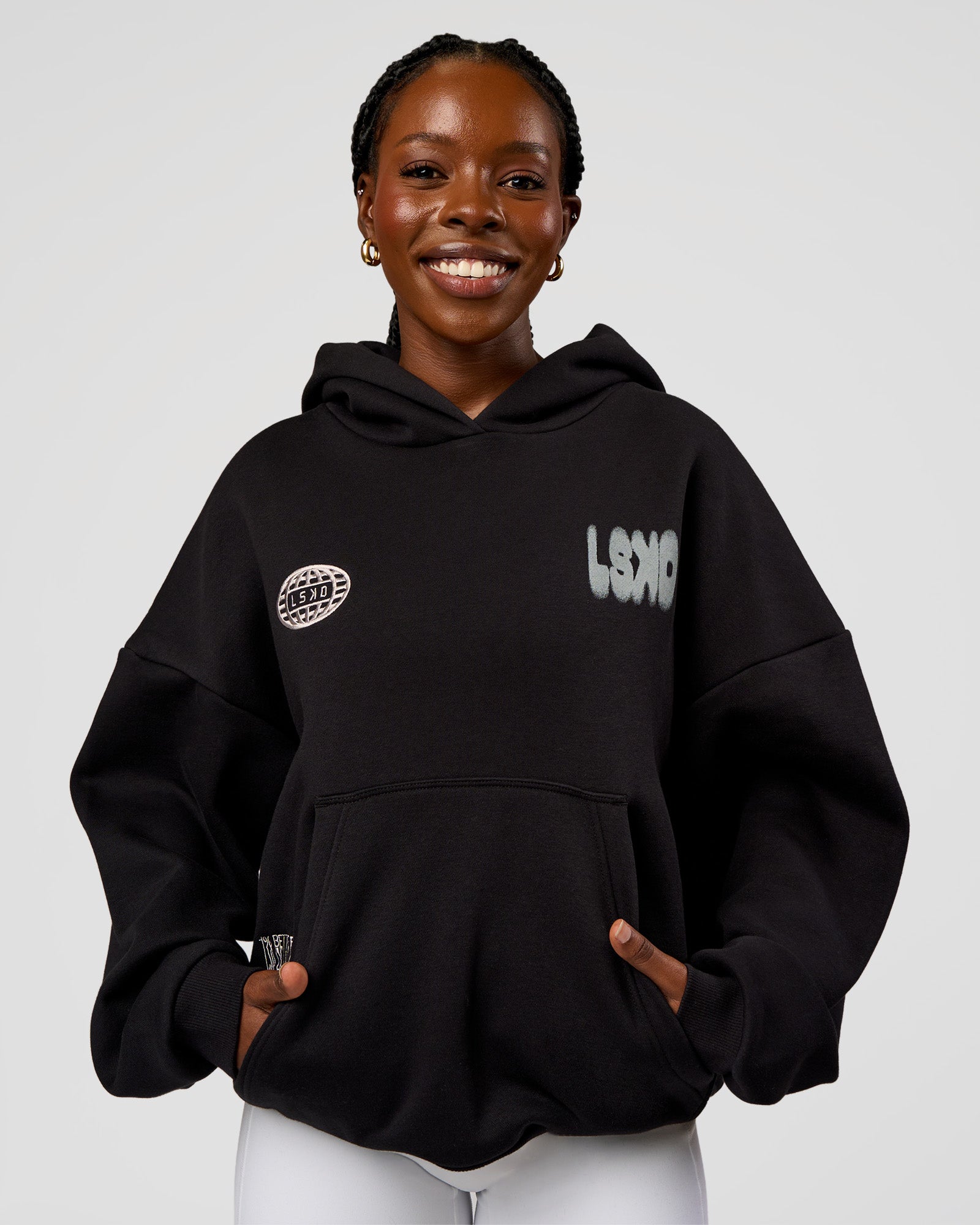 Static Grit Unisex Boxy Hoodie - Black-Alloy