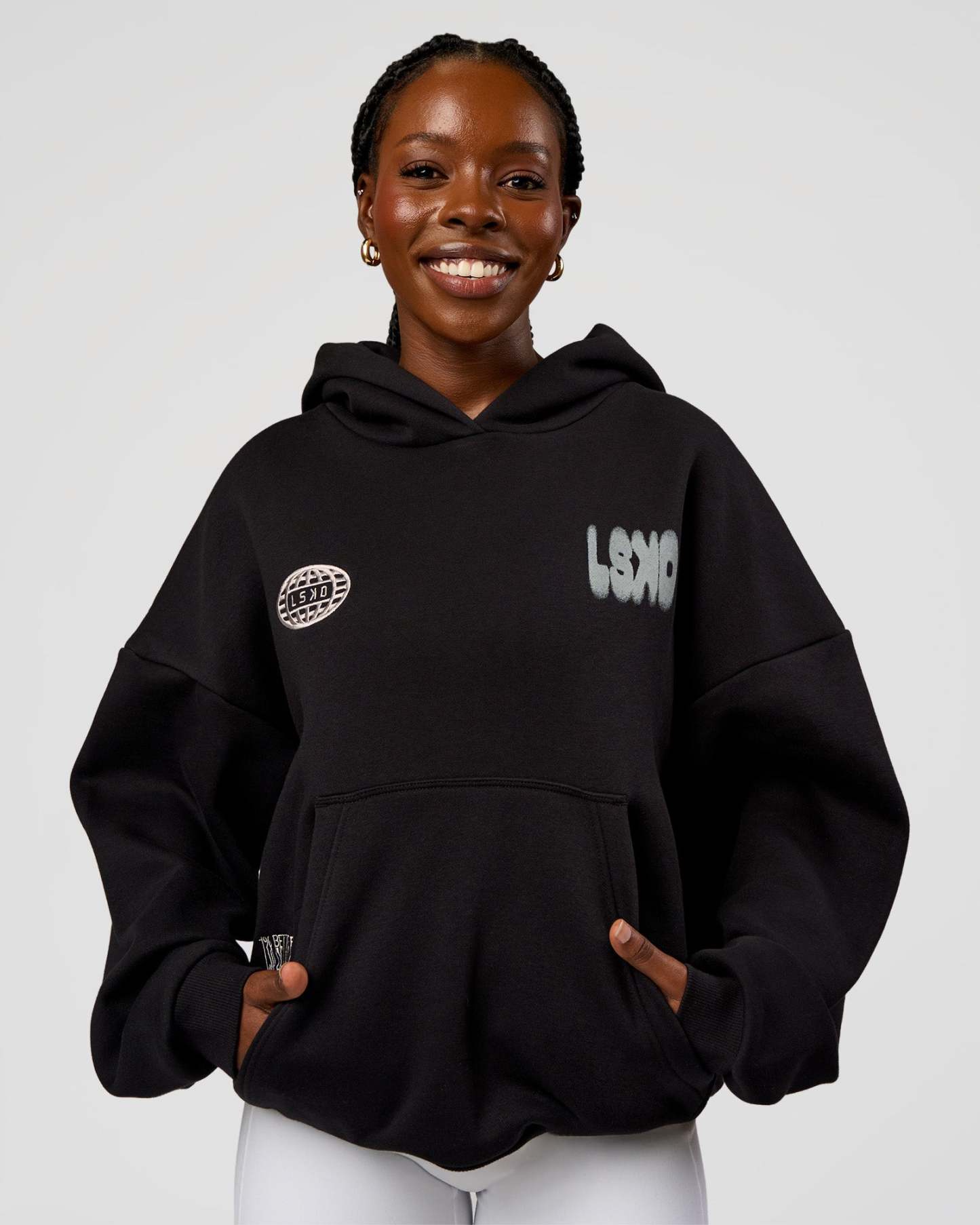 Static Grit Unisex Boxy Hoodie - Black-Alloy