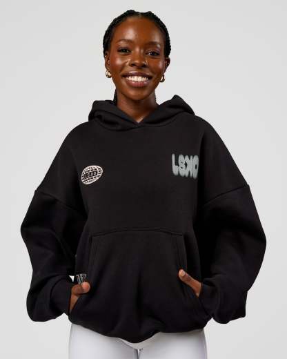 Static Grit Unisex Boxy Hoodie - Black-Alloy