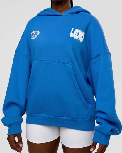 Static Grit Unisex Boxy Hoodie - Palace Blue-White