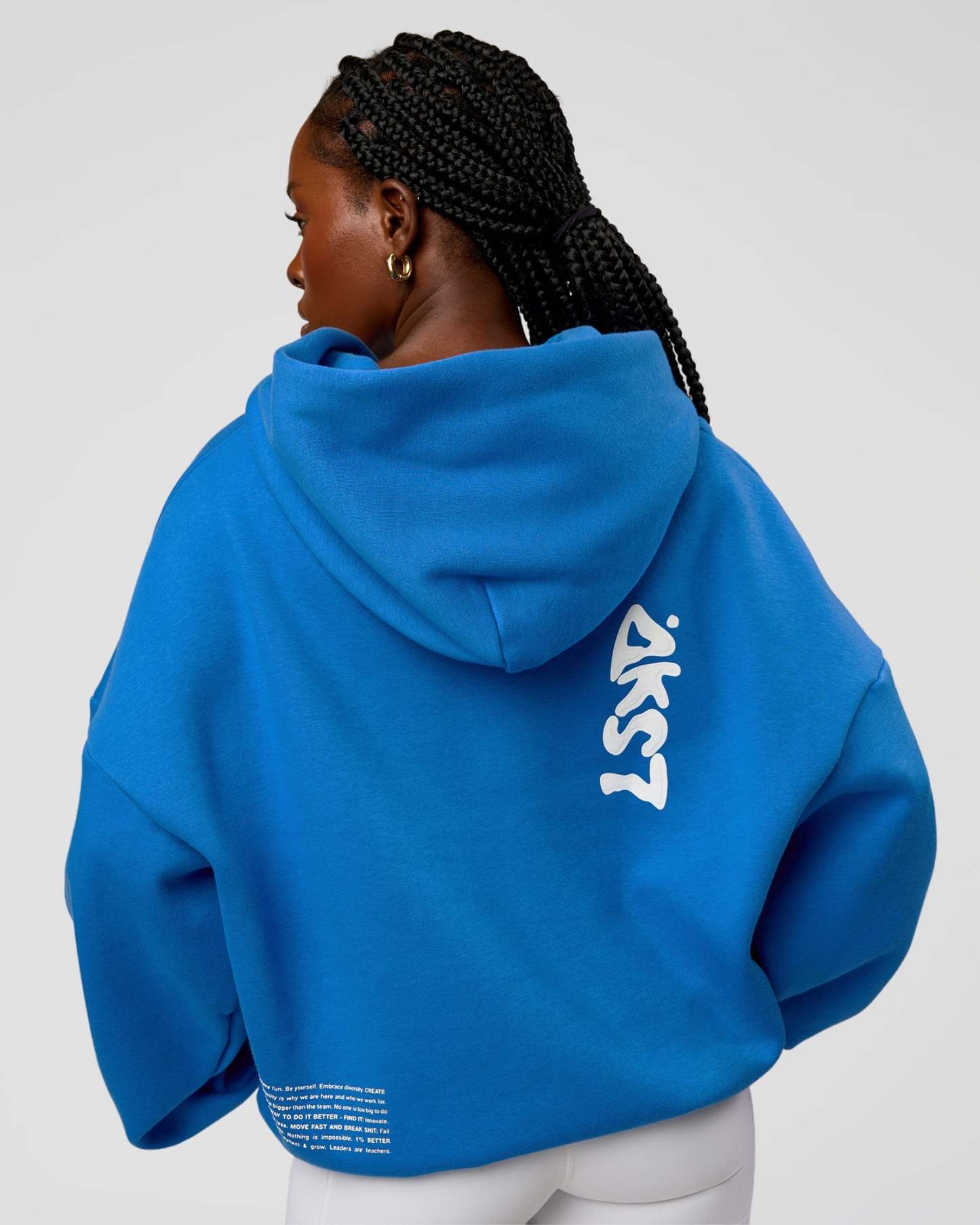 Static Grit Unisex Boxy Hoodie - Palace Blue-White