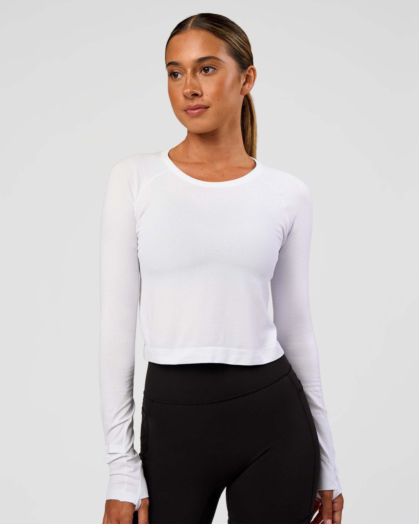 AeroFLX+ Seamless Long Sleeve Skimmer Tee - White/White
