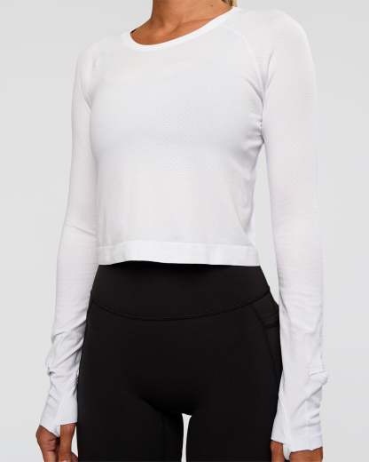 AeroFLX+ Seamless Long Sleeve Skimmer Tee - White/White