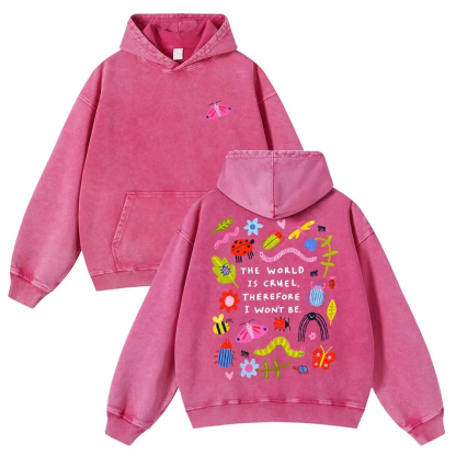 CUTE INSECT PRINT WASHED HOODIE