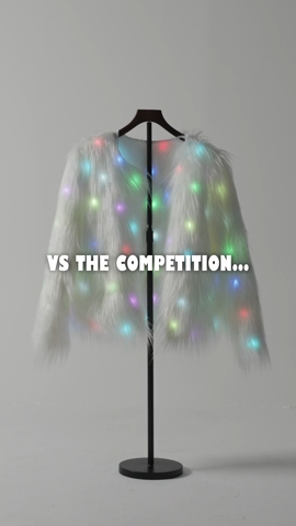 SugarFur Snow Angel LED Jacket - Mid-Length White Faux Fur