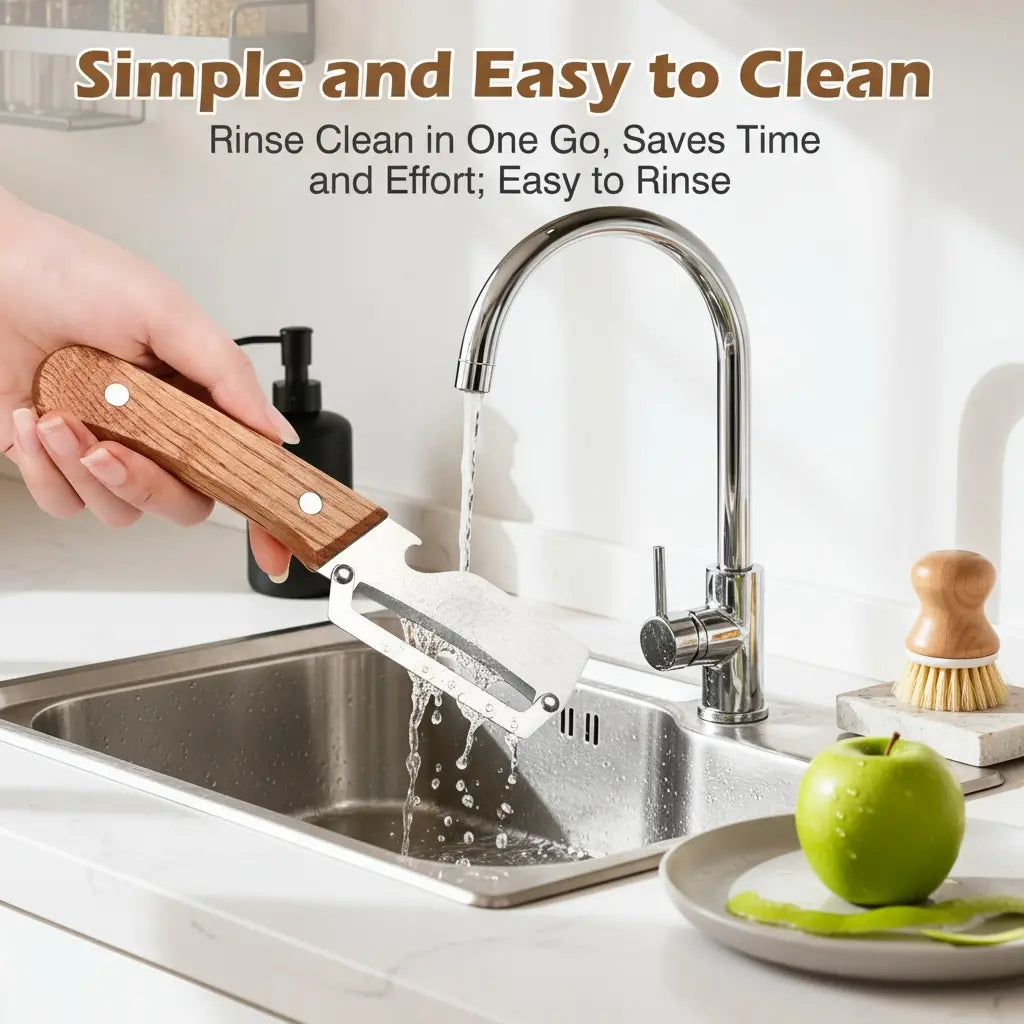 ⏰️Flash-Sale⚡Wooden-Handled Stainless Steel Sharp Peeler with Built-In Bottle Opener for Fruits & Vegetables⚡-YTY5