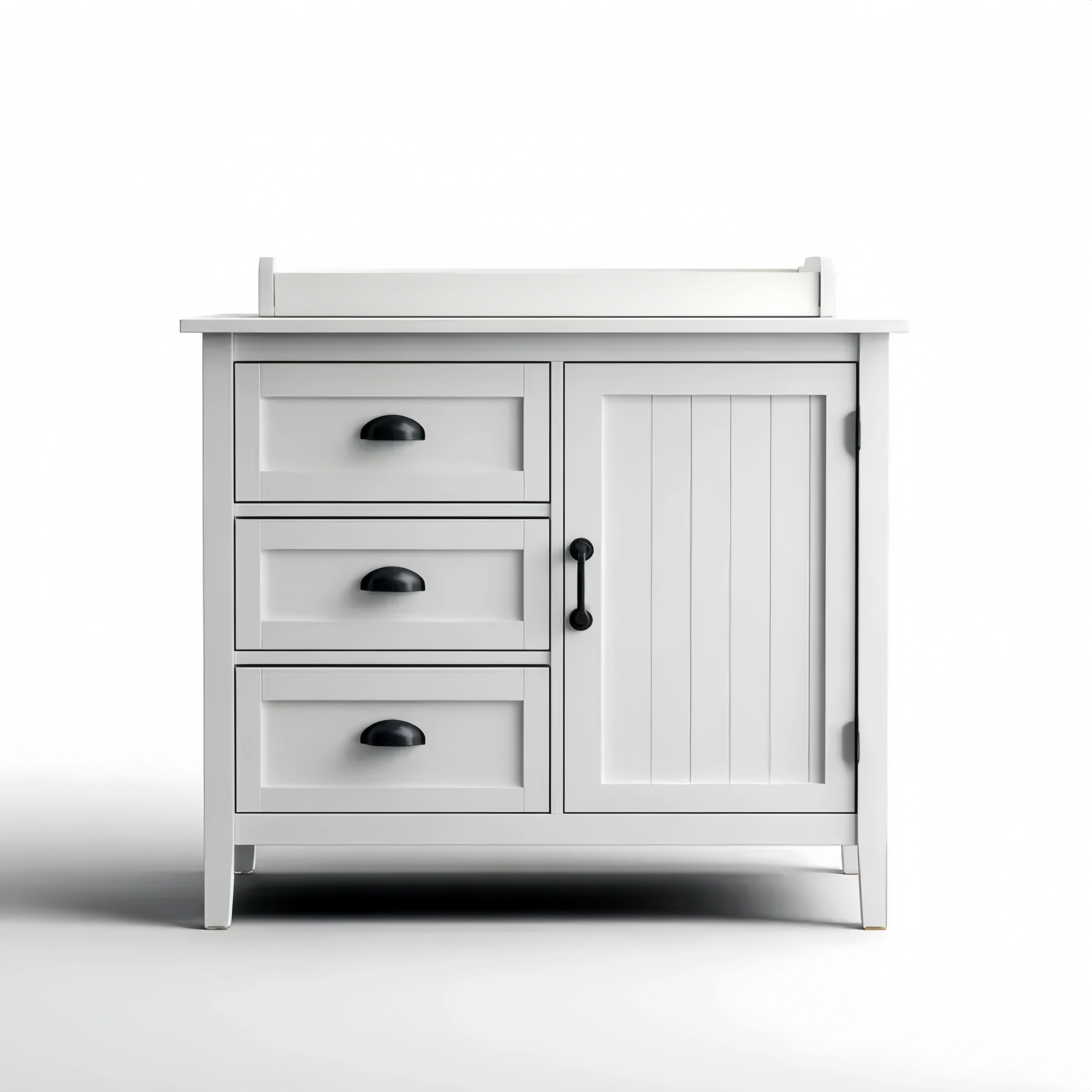 Aparador de Madera con Cajones 90x40x80 cm - Blanco - Estilo Clásico