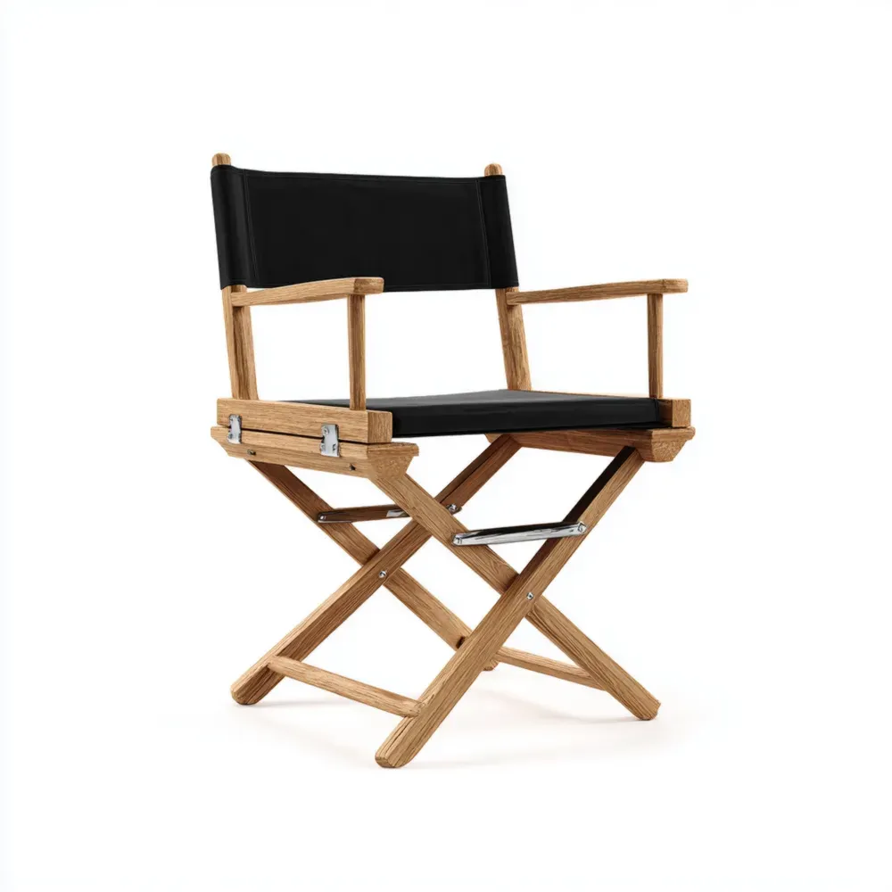 Silla de Director de Madera Plegable 55x45x90 cm - Negro