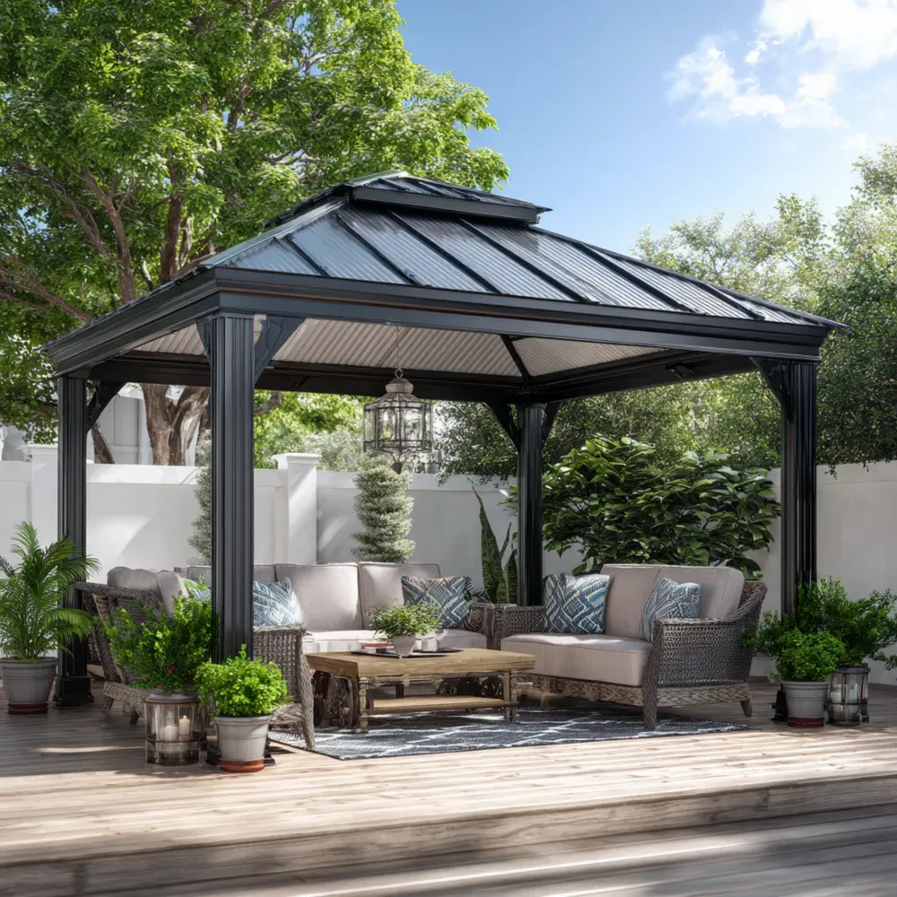 Pérgola de Metal 400x300 cm - Negro - Diseño Moderno