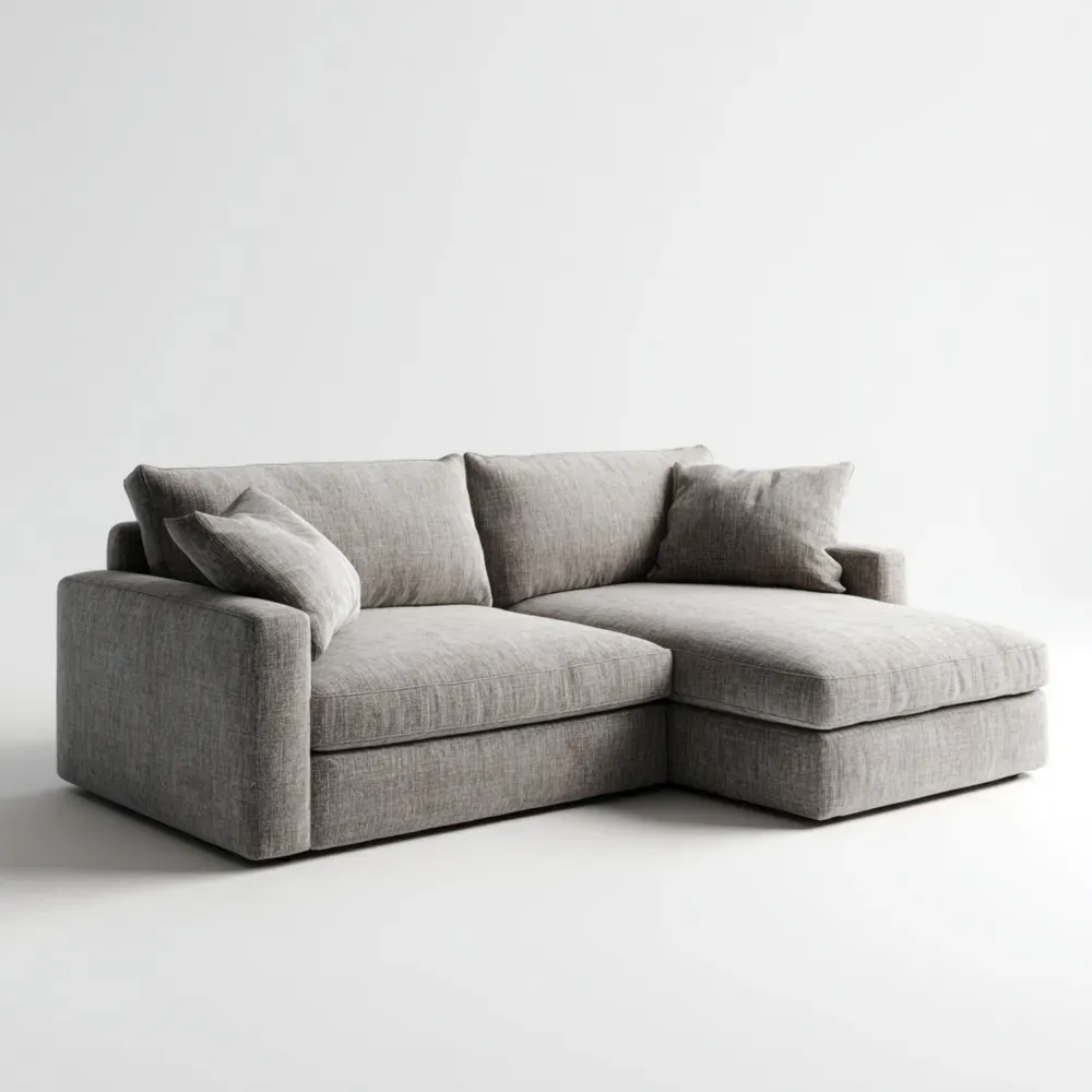 Sofá Seccional de Tela 275x160x90 cm – Gris Claro – Diseño Moderno