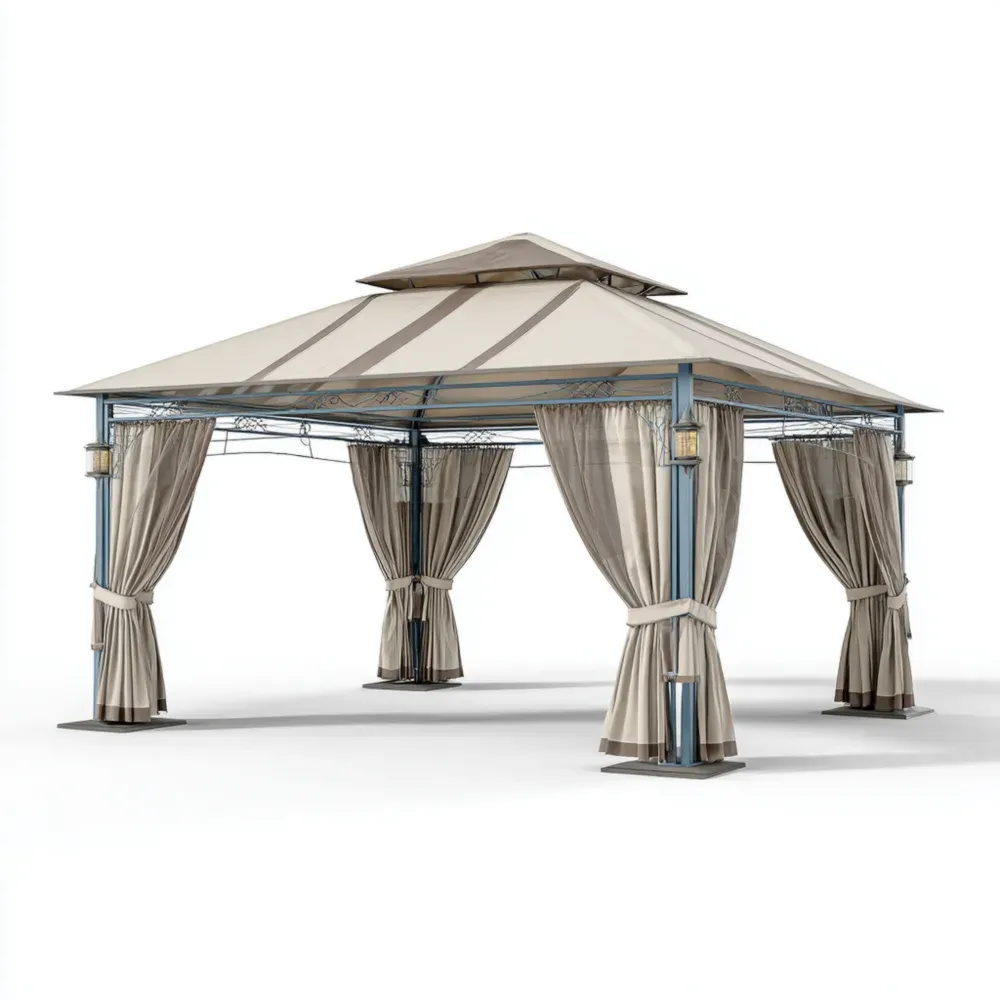 Pabellón de jardín metálico 4x3x2.7 m – Beige – Diseño Clásico