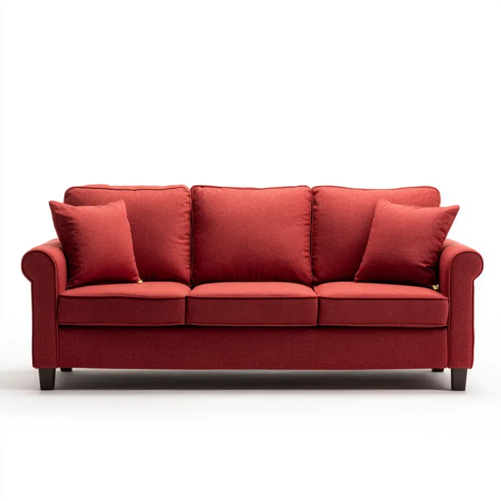 Sofá de tres plazas 200x90x85 cm Tela – Rojo – Diseño Clásico