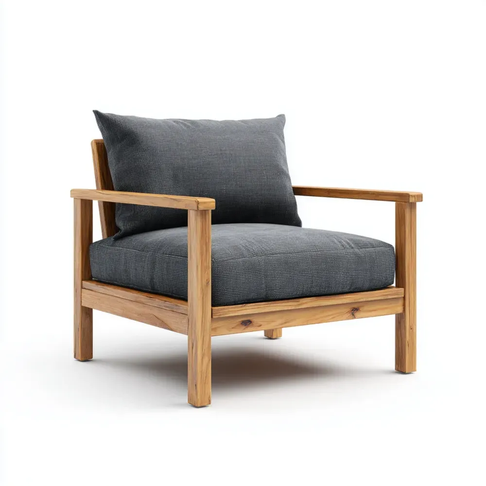 Sillón de jardín Madera 75x80x70 cm - Gris - Diseño Moderno
