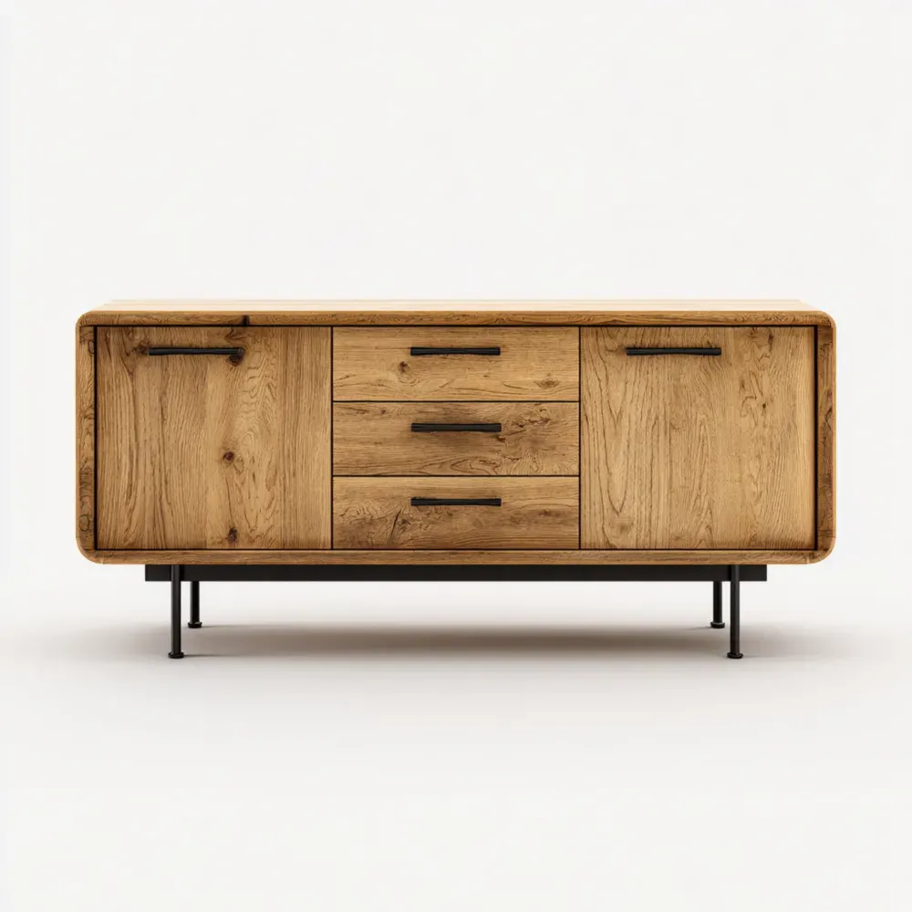 Aparador de Madera Robusta 140x40x80 cm – Roble – Diseño Minimalista