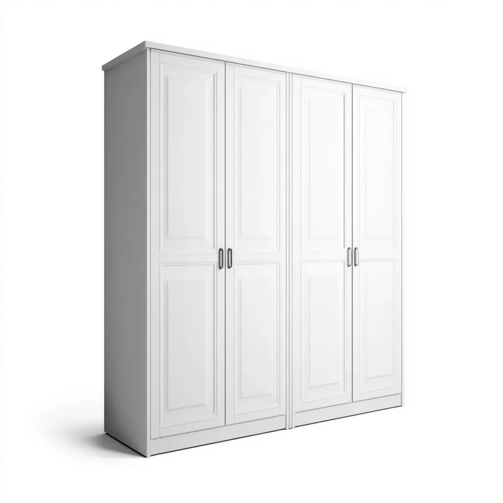 Armario de Madera 240x60x200 cm - Blanco - Diseño Clásico