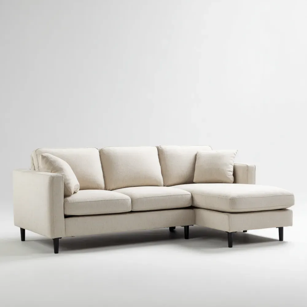 Sofá Seccional Tapizado en Tela 270x150x85 cm - Beige - Diseño Moderno