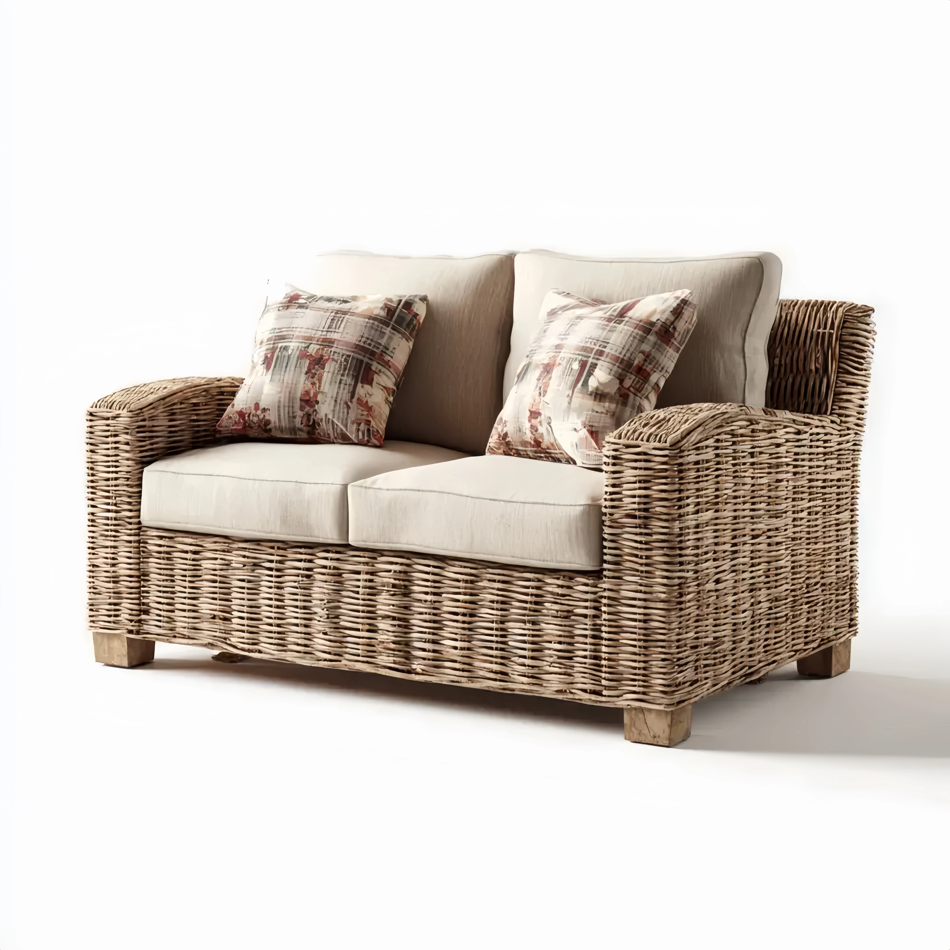 Sofá de jardín ratán 140x80x75 cm - Beige - Diseño rústico