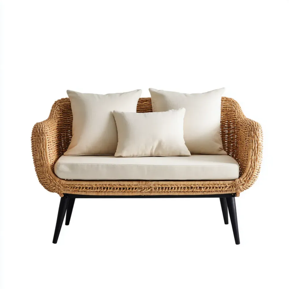 Sofá de Jardín Ratán 120x75x80 cm – Beige – Diseño Moderno