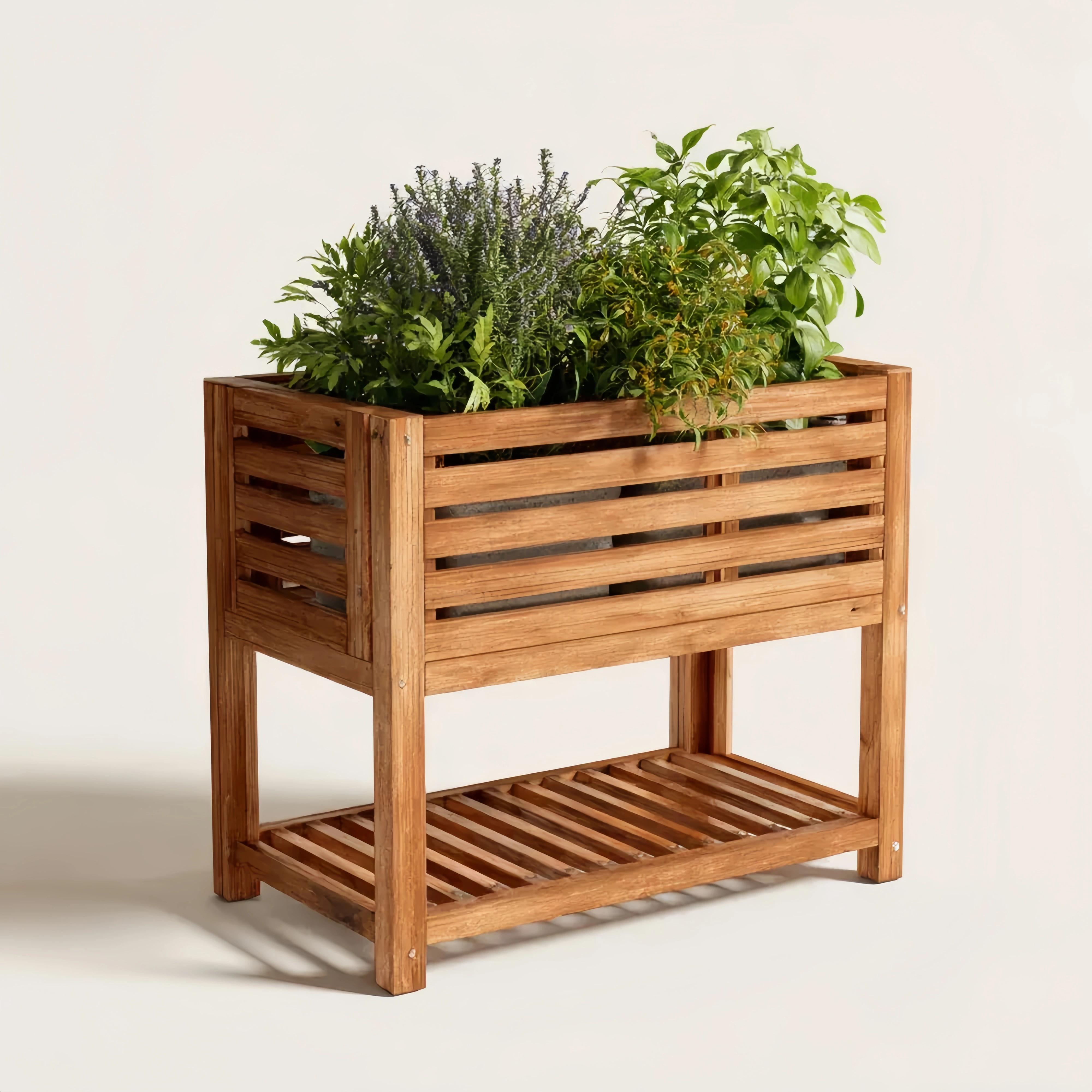 Macetero Elevado de Madera Natural 80x40x90 cm - Diseño Moderno