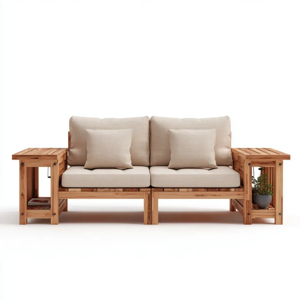 Sofá de Jardín de Madera 170x70x75 cm - Beige - Diseño Natural