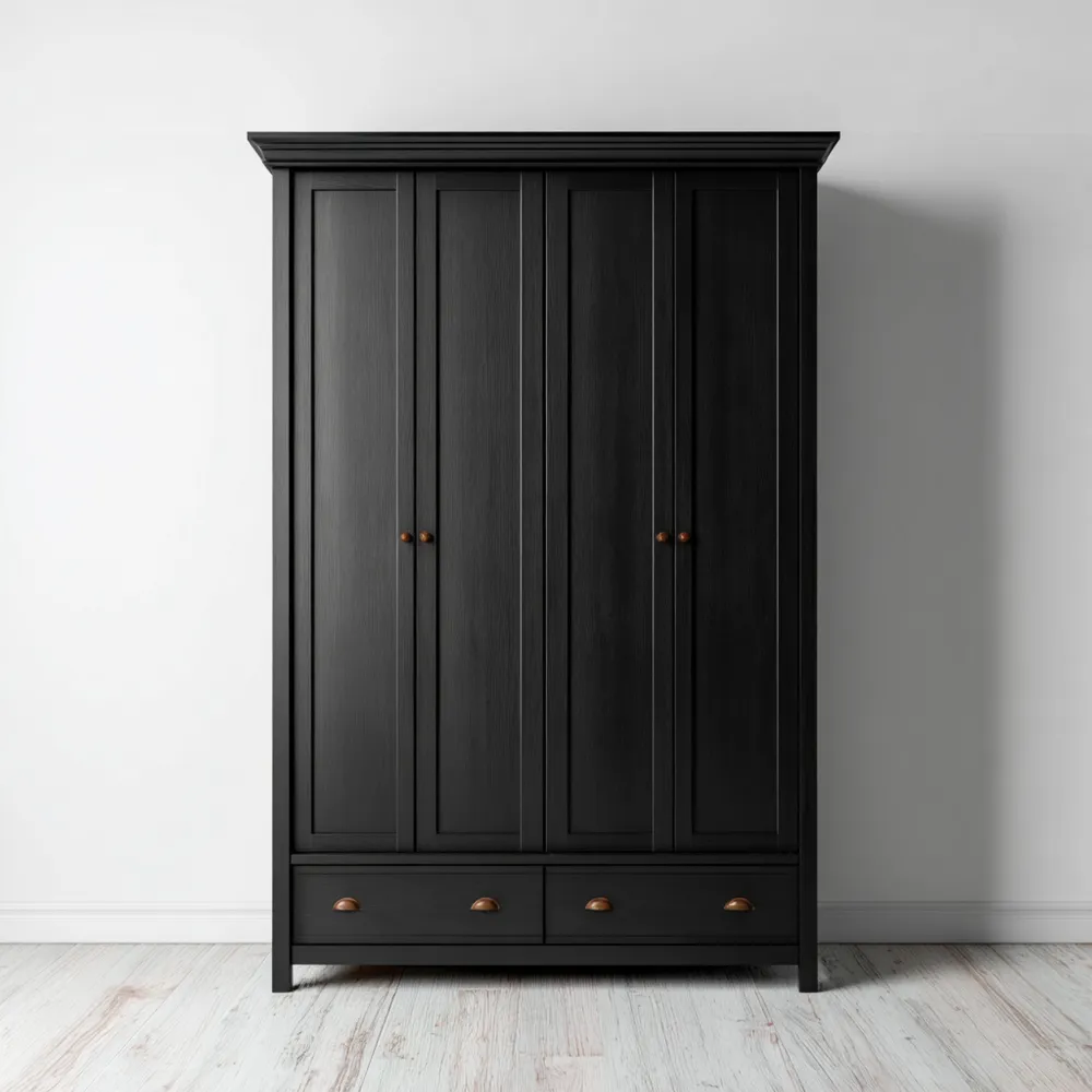 Armario de madera 200x60x220 cm – Negro – Diseño clásico