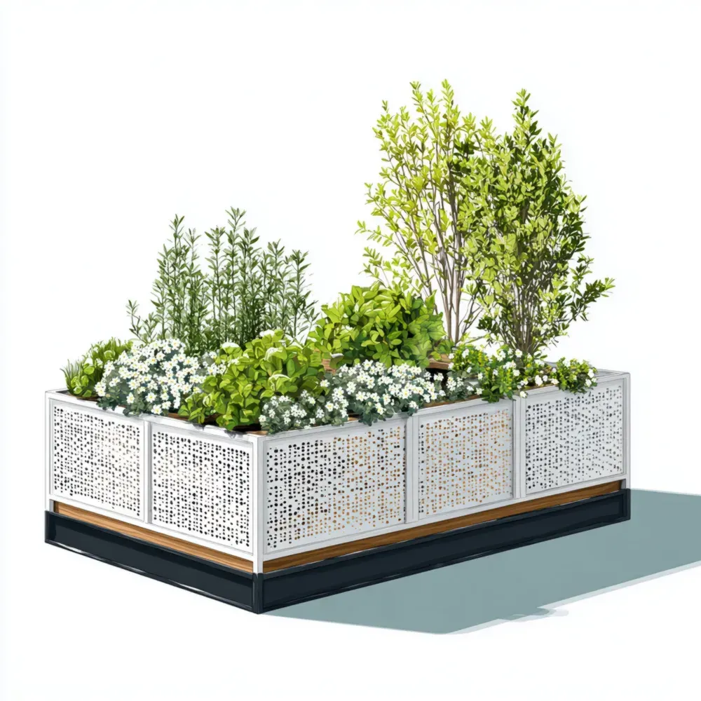 Jardinera Elevada Metálica 150x90x45 cm – Blanco – Estilo Moderno