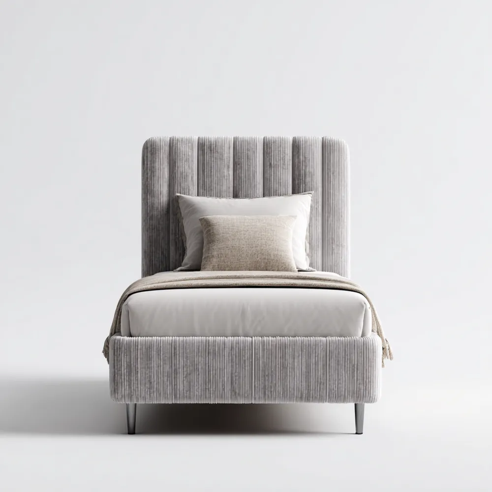 Cama Individual 100x200x100 cm - Gris - Terciopelo Moderno