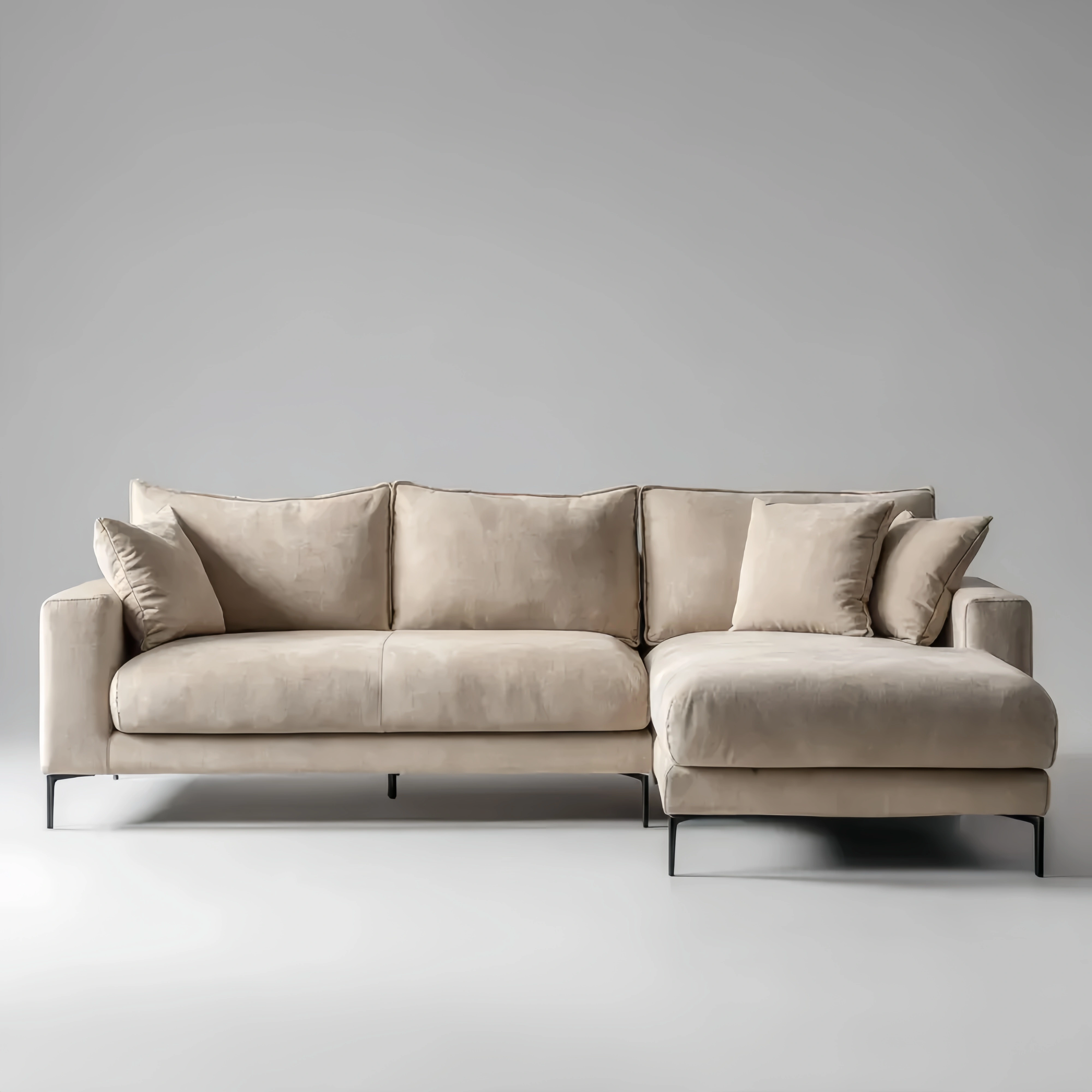 Sofá seccional de tela 250x150x85 cm – Beige – Diseño contemporáneo