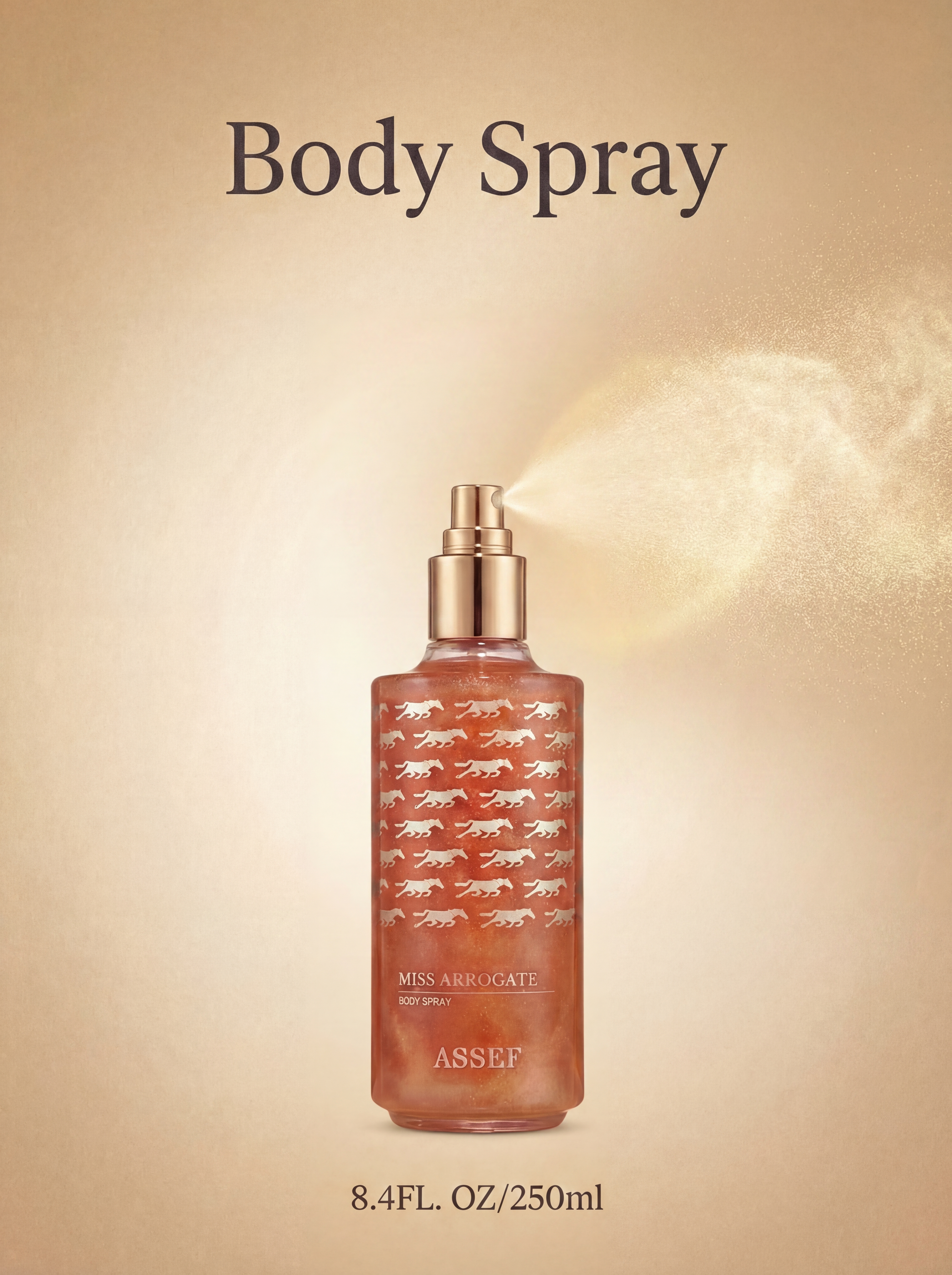 ASSEF Miss Arrogate | Skin-Glowing Gold Shimmer Body Spray for Women - 250ml