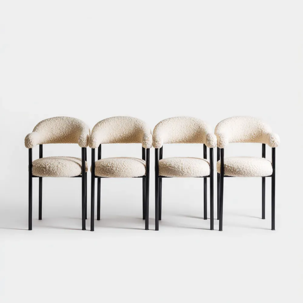 Juego de sillas de comedor tapizadas en tela 45x55x85 cm – Beige