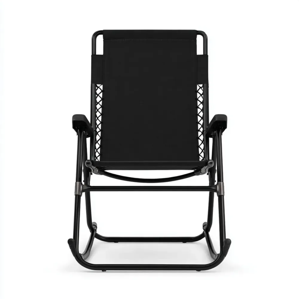 Silla Mecedora de Jardín Plegable Metal 90x60x98 cm - Negro - Diseño Moderno