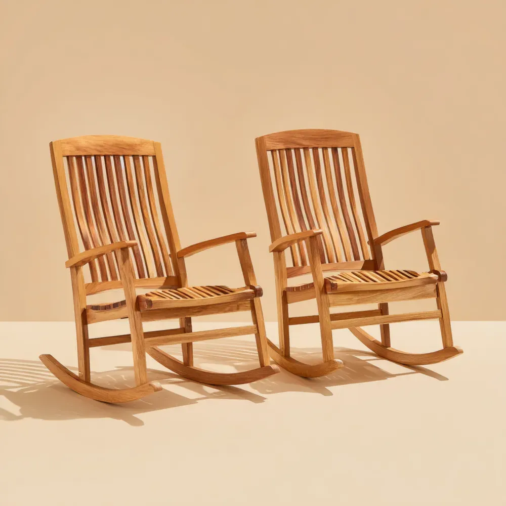 Sillas Mecedoras de Jardín Madera Acacia 60x90x100 cm Natural – Diseño Clásico