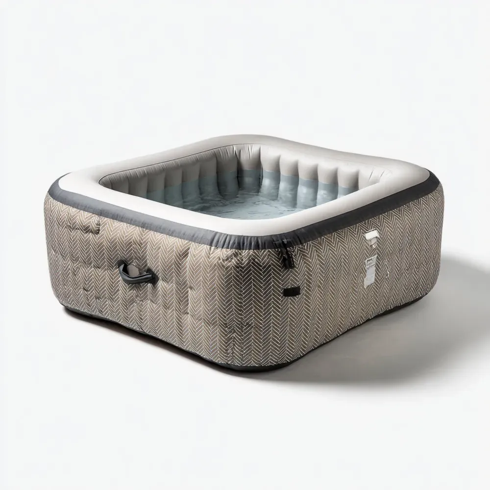 Jacuzzi inflable para exteriores con diseño cuadrado 180x180x65 cm - Gris
