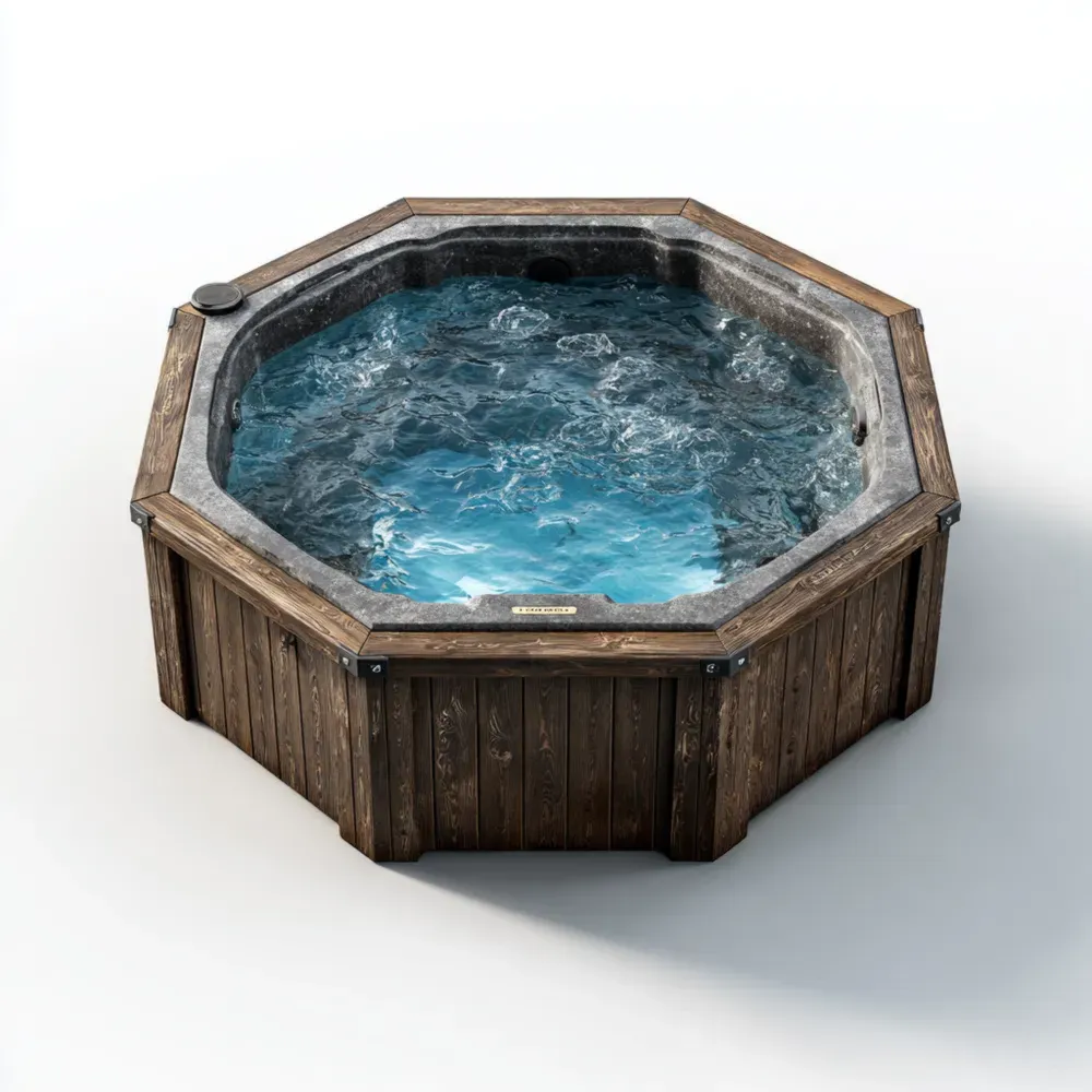 Jacuzzi de Madera Exterior 200x200x90 cm - 8 Personas - Diseño Rústico