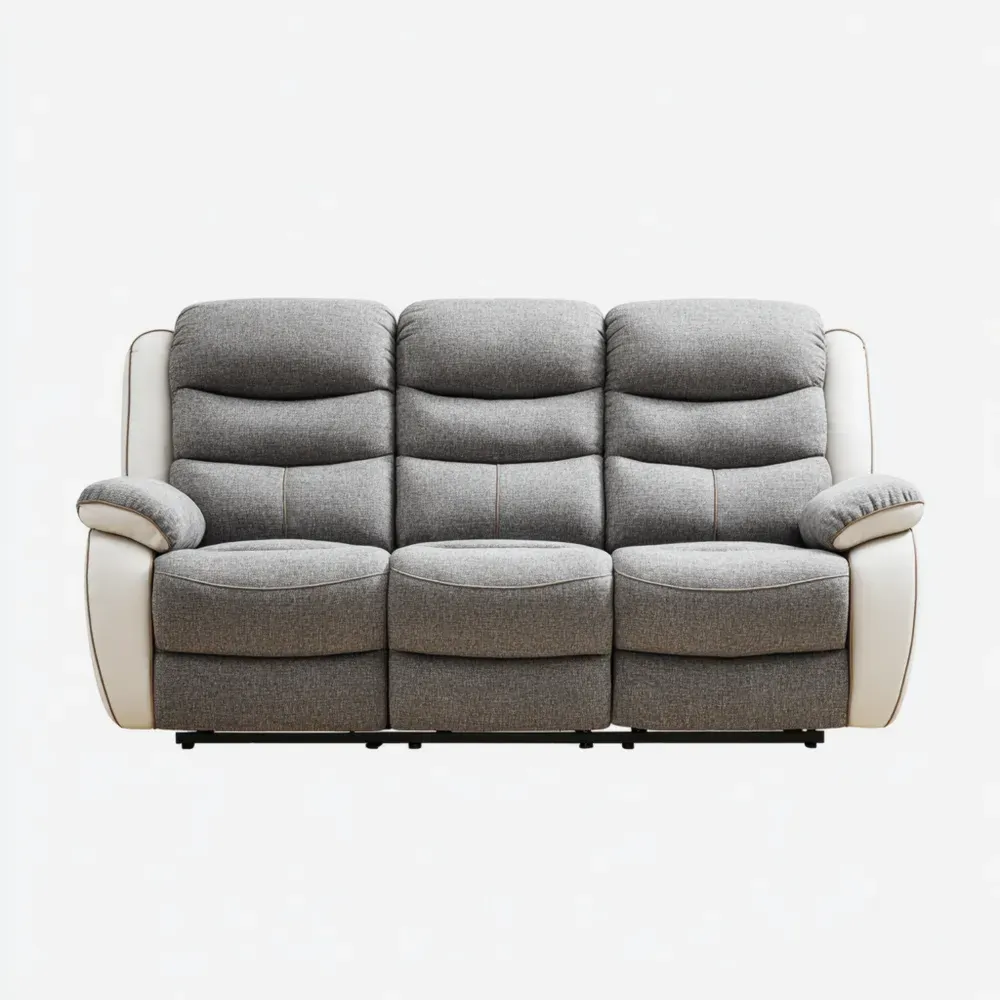 Sofá de Tres Plazas 200x90x100 cm - Gris/Blanco - Diseño Confortable