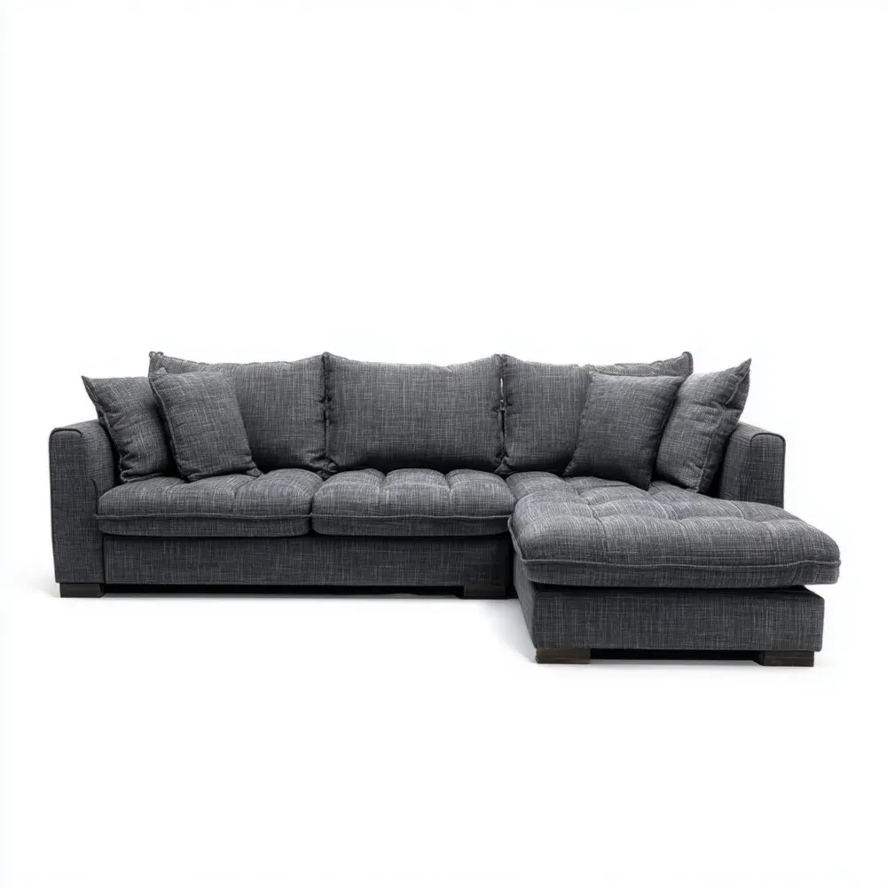 Sofá seccional de tela 260x150x90 cm – Gris Oscuro – Diseño Contemporáneo