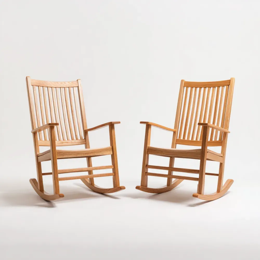 Silla mecedora de madera para patio 100x60x90 cm - Color Madera Natural