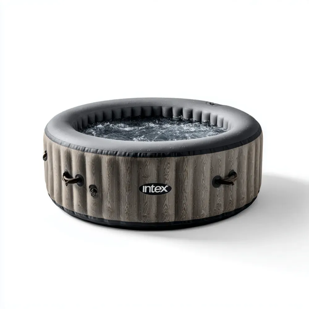 Jacuzzi Inflable Redondo 196 cm x 196 cm x 71 cm - Efecto Madera - 4 Personas