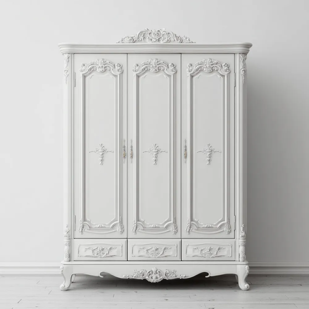 Armario de Madera Maciza 180x210x60 cm – Blanco – Diseño Clásico