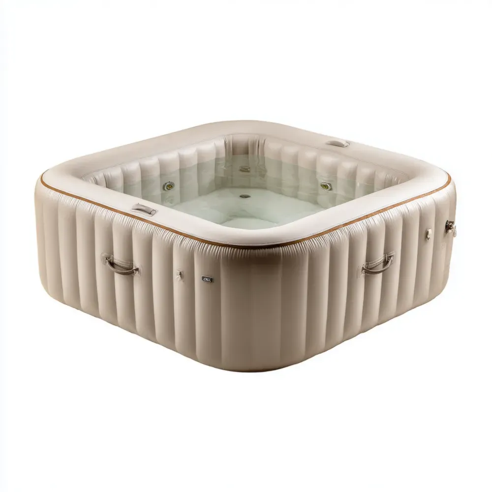 Jacuzzi Inflable Cuadrado 185x185x65 cm – Beige – Relajación Exterior